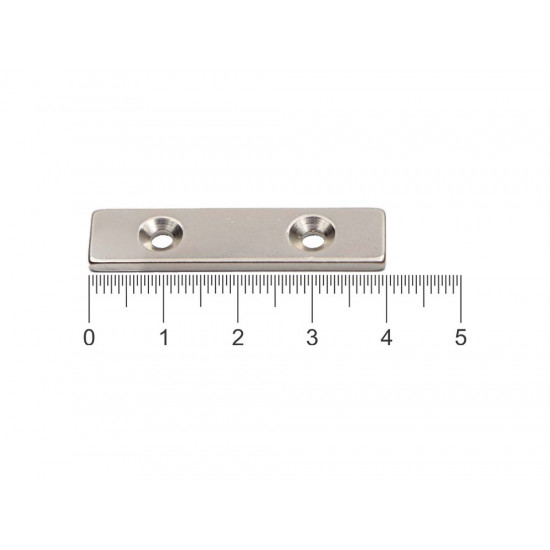 Ímã de neodímio bloco 40 x 10 x 2 mm c/ furos M3 - N42